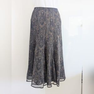 JONES NEW YORK Vintage '90s Wool Paisley Print Fit And Flare Skirt, Size 12